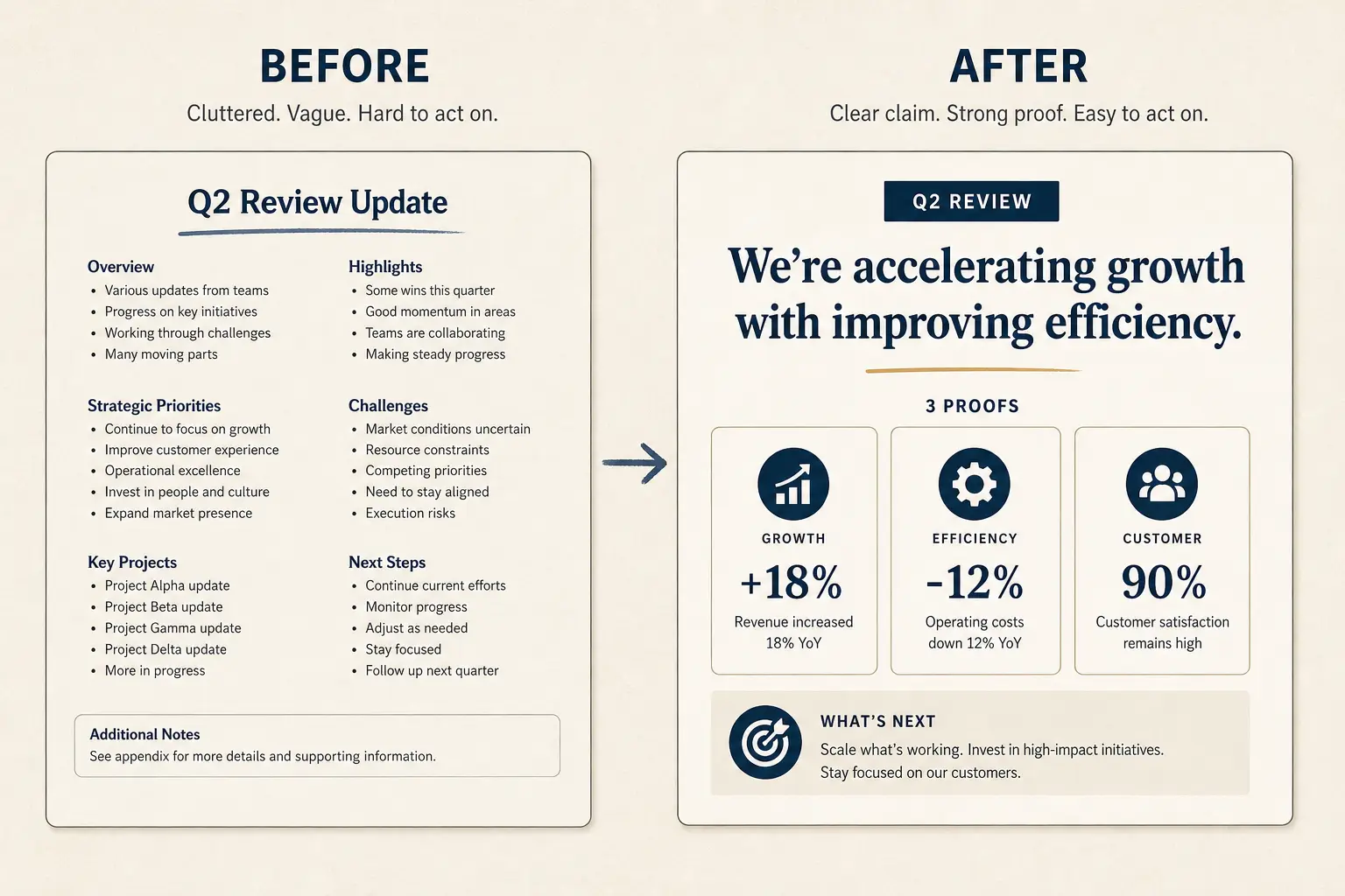 Before and after slide rewrite pattern taught across blog posts